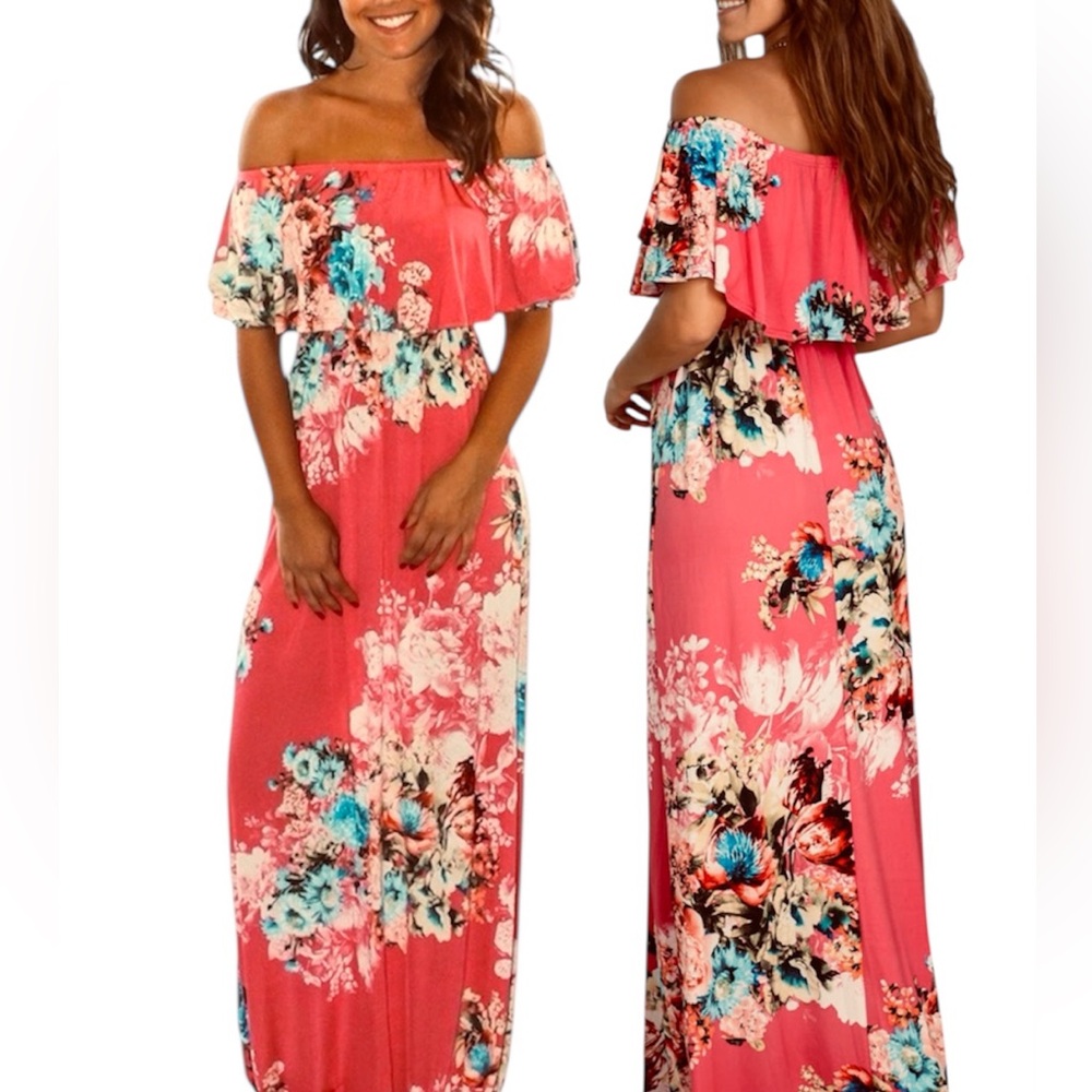 Off-Shoulder floral Maxi Dress